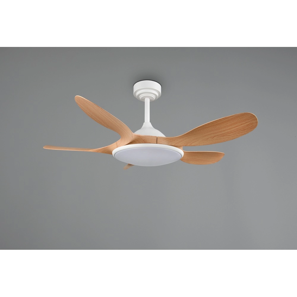 White fan Flen with wooden tops Ø 108cm Trio 4017807689297