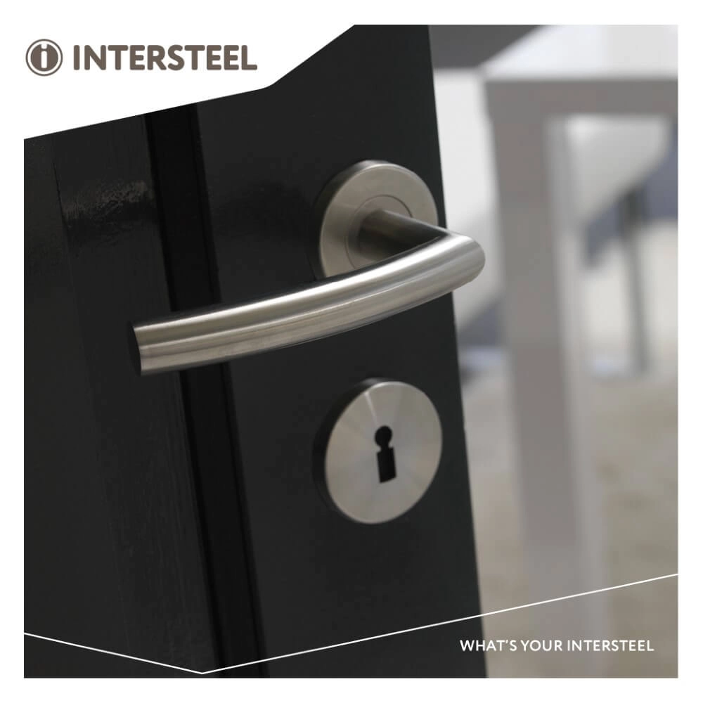 Door handle Rond 90 on rosette stainless steel Intersteel 8714186130070