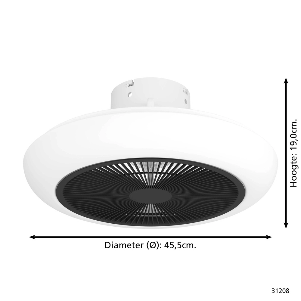 Design ceiling fan Sayulita white with black Eglo 9002759312084