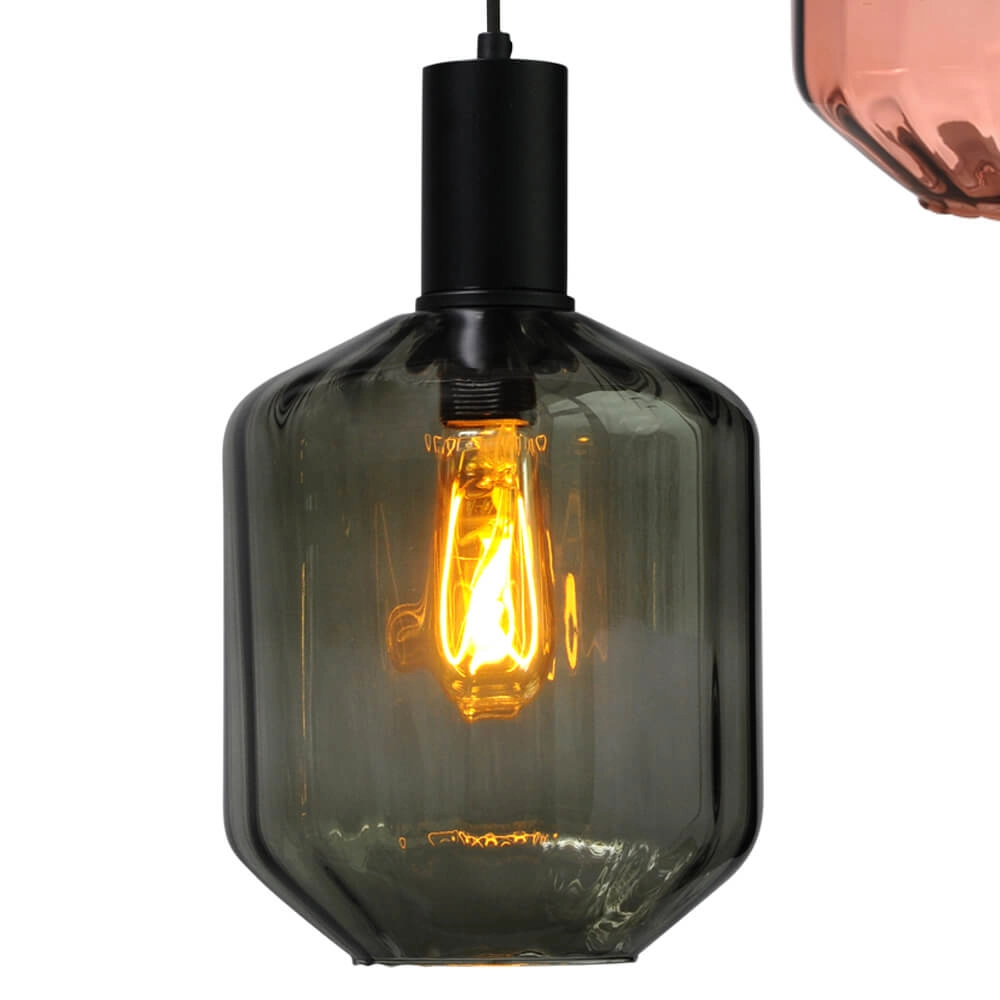 3-light loft hanging lamp - black - Porto with Jagger glasses Masterlight 8718121270968