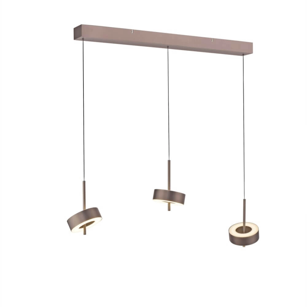3-light pendant lamp Q-Rotate Brown Modern