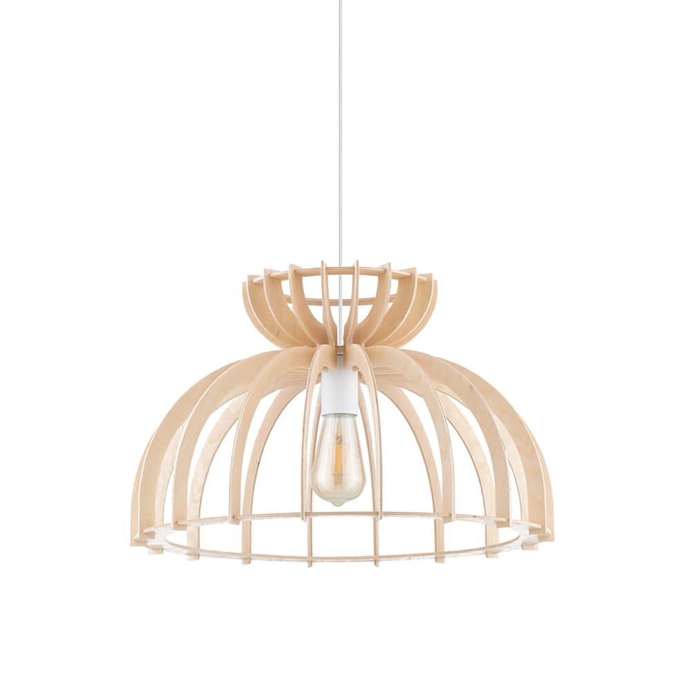Wooden hanging lamp Kymi Ø 48cm - wood brown