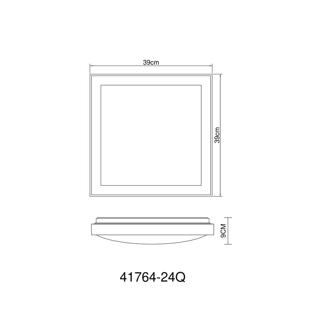Ceiling lamp Bruno 39cm square black with wood Globo 9007371433469