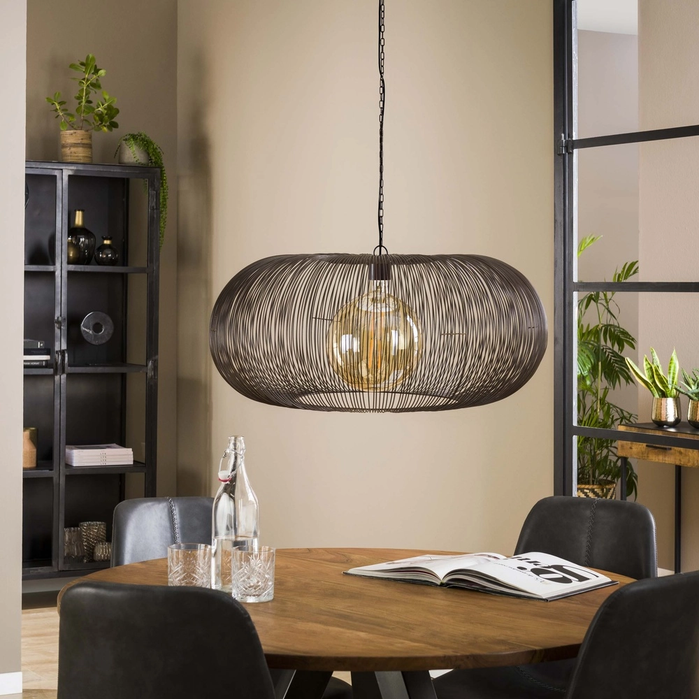 Wire pendant lamp Ø 70cm Copper black nickel Lyora 8716803513242