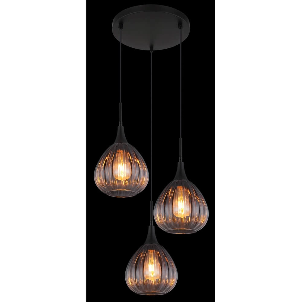 Black pendant lamp Olsen 3-light Globo 9007371456802