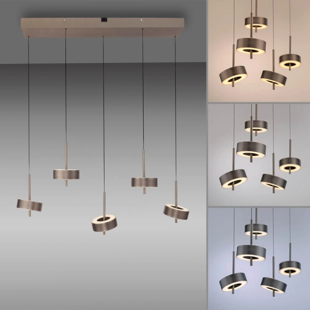 5-light pendant lamp Q-Rotate Brown Modern Paul Neuhaus 4012248383179