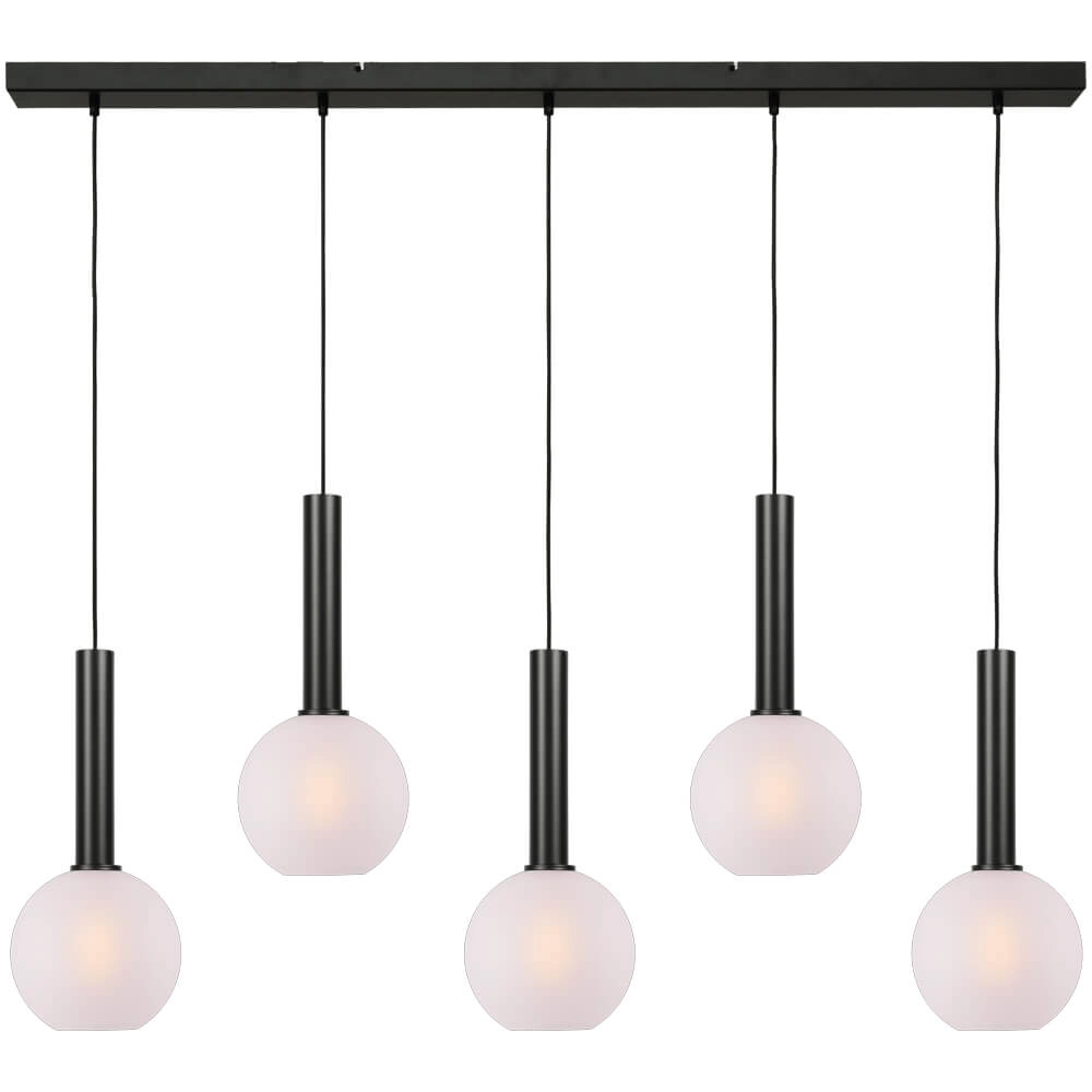 5-light hanging lamp Bella 2 with white glass