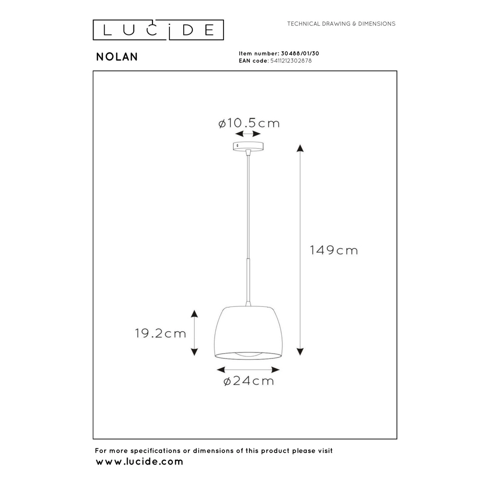 Pendant lamp Nolan Ø 24cm black Lucide 5411212302878