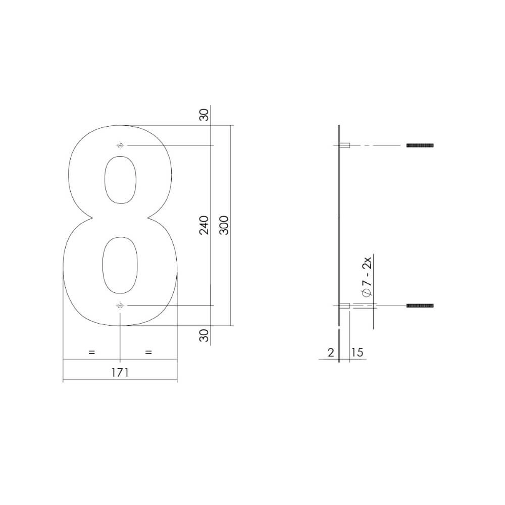 House number 8 XL Numbra 30cm black Intersteel 8714186503355