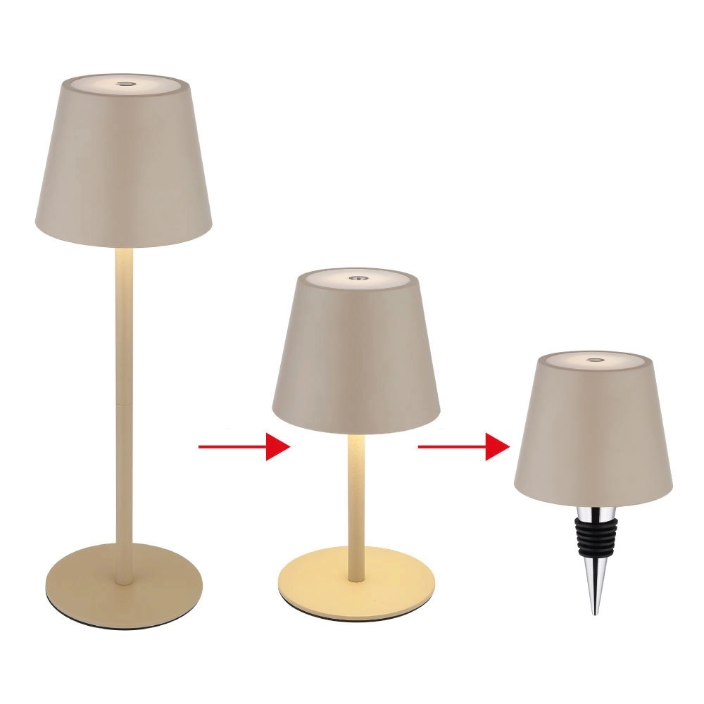 Modern table lamp Vannie I Sand brown also rechargeable for bottle Globo 9007371468805