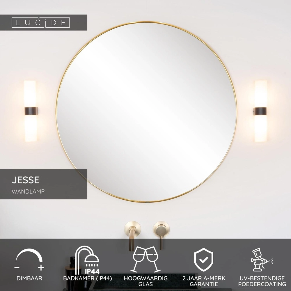 Design wall lamp Jesse double IP44 suitable for bathroom Lucide 5411212040411