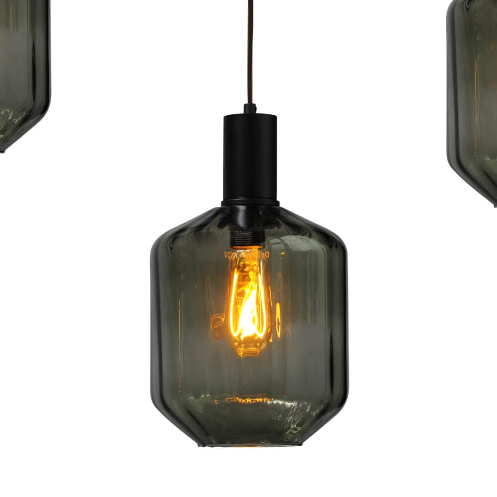 5-light hanging lamp - black - Porto with Jagger green lenses Masterlight 8718121270289