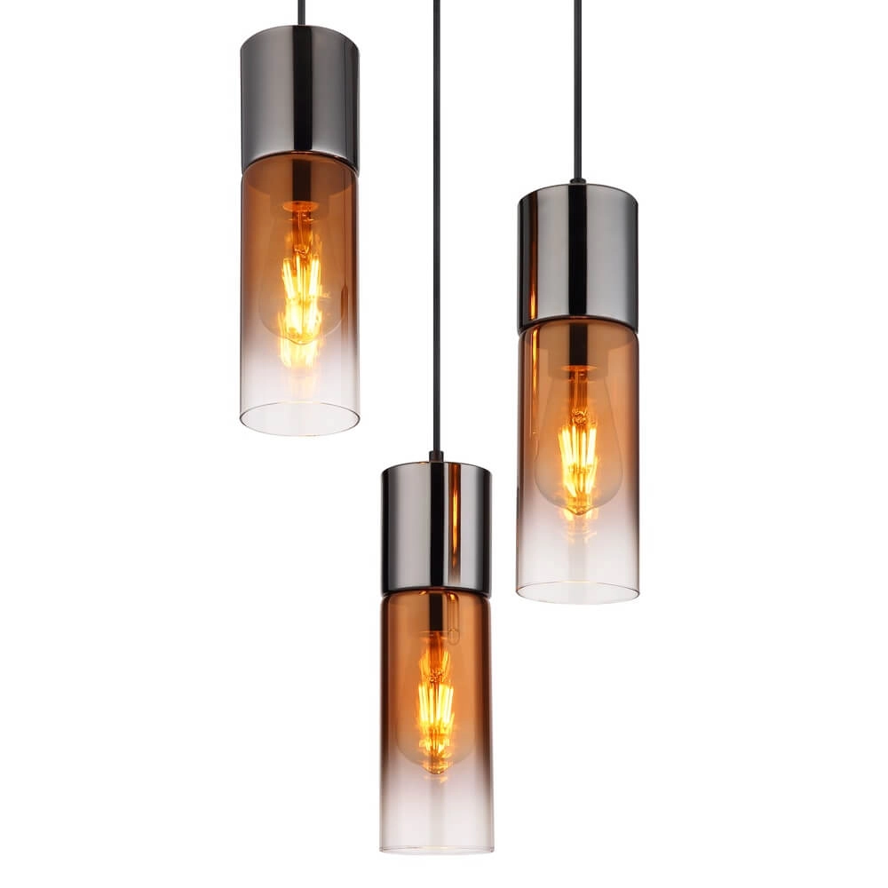 Sleek pendant lamp Annika 3-light gunmetal round Globo 9007371468157