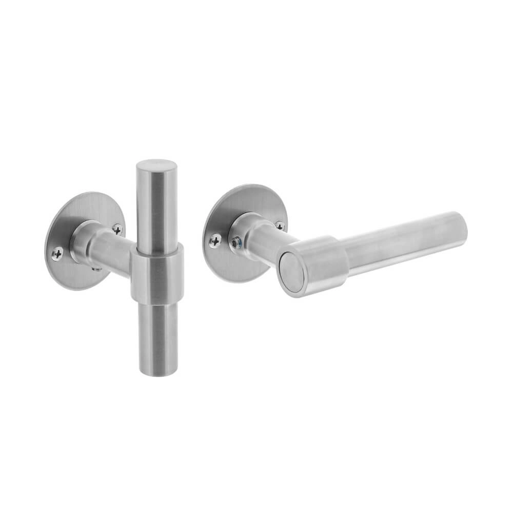 Door handle L/T model Krucko with flat rosette 2mm stainless steel