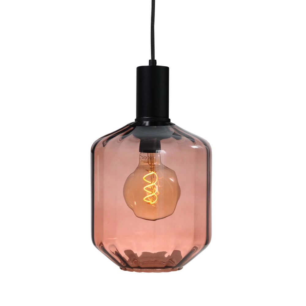 3-light hanging lamp - black - Porto with Jagger red glasses - Ø 24cm Masterlight 8718121269535