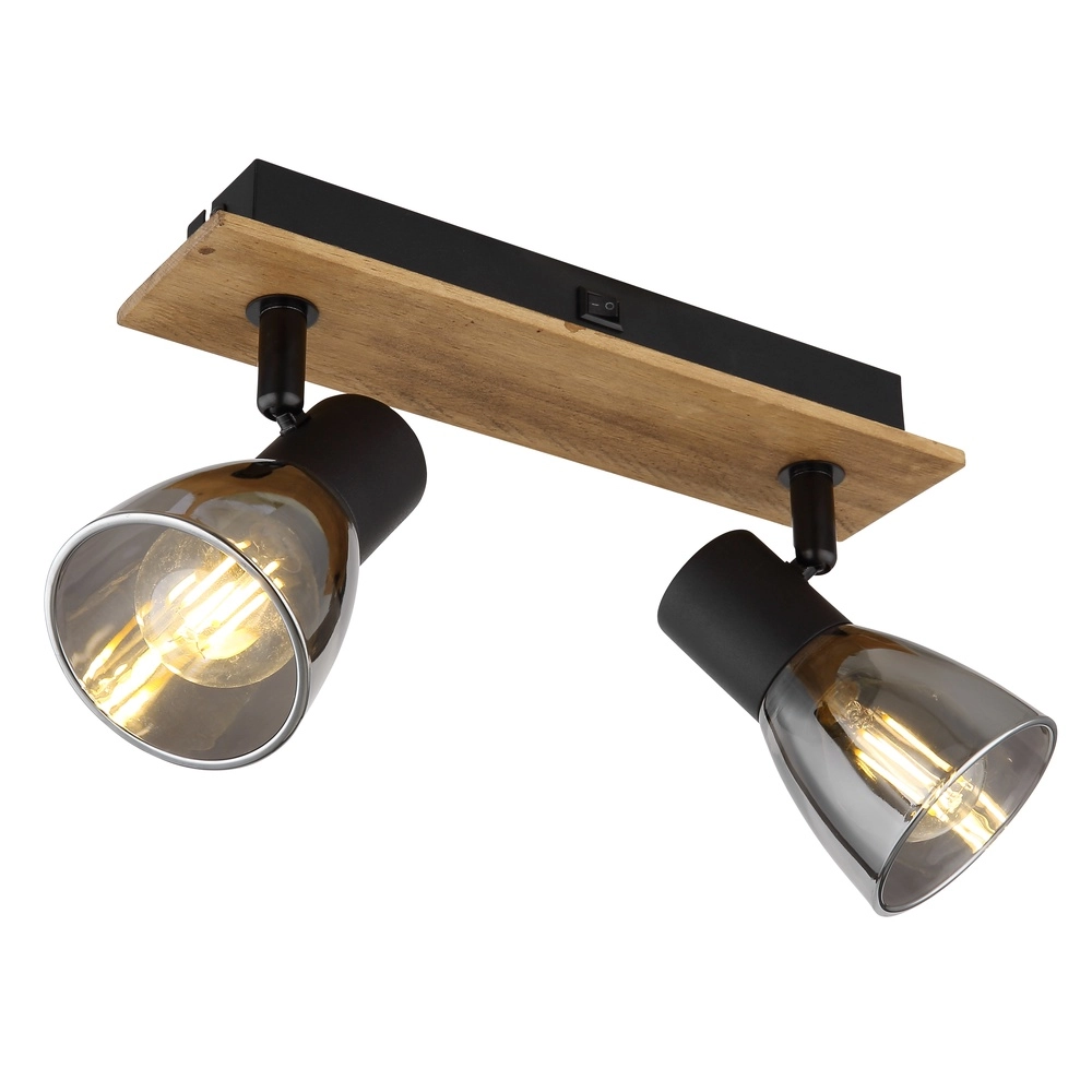 Ceiling lamp Claude 2-light black with wood