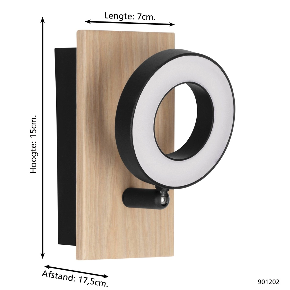 Led wall lamp Rielves with wood Eglo 9008606313709