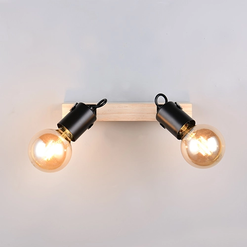 Double ceiling light Lynar black with wood Trio 4017807670721