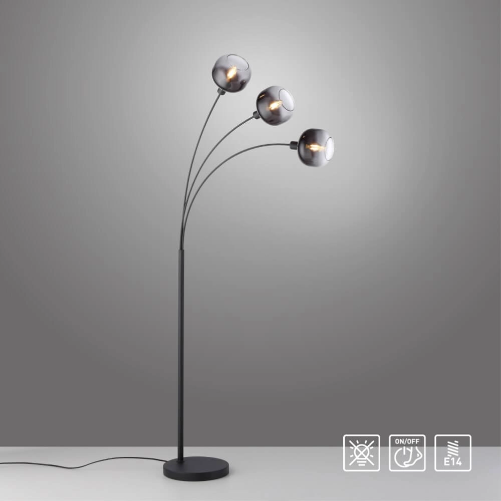 Black floor lamp Zea 3-light Just Light 4043689993764