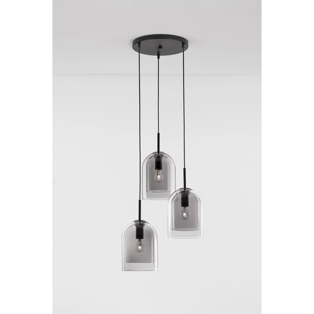 Pendant lamp Velor 3-light black round