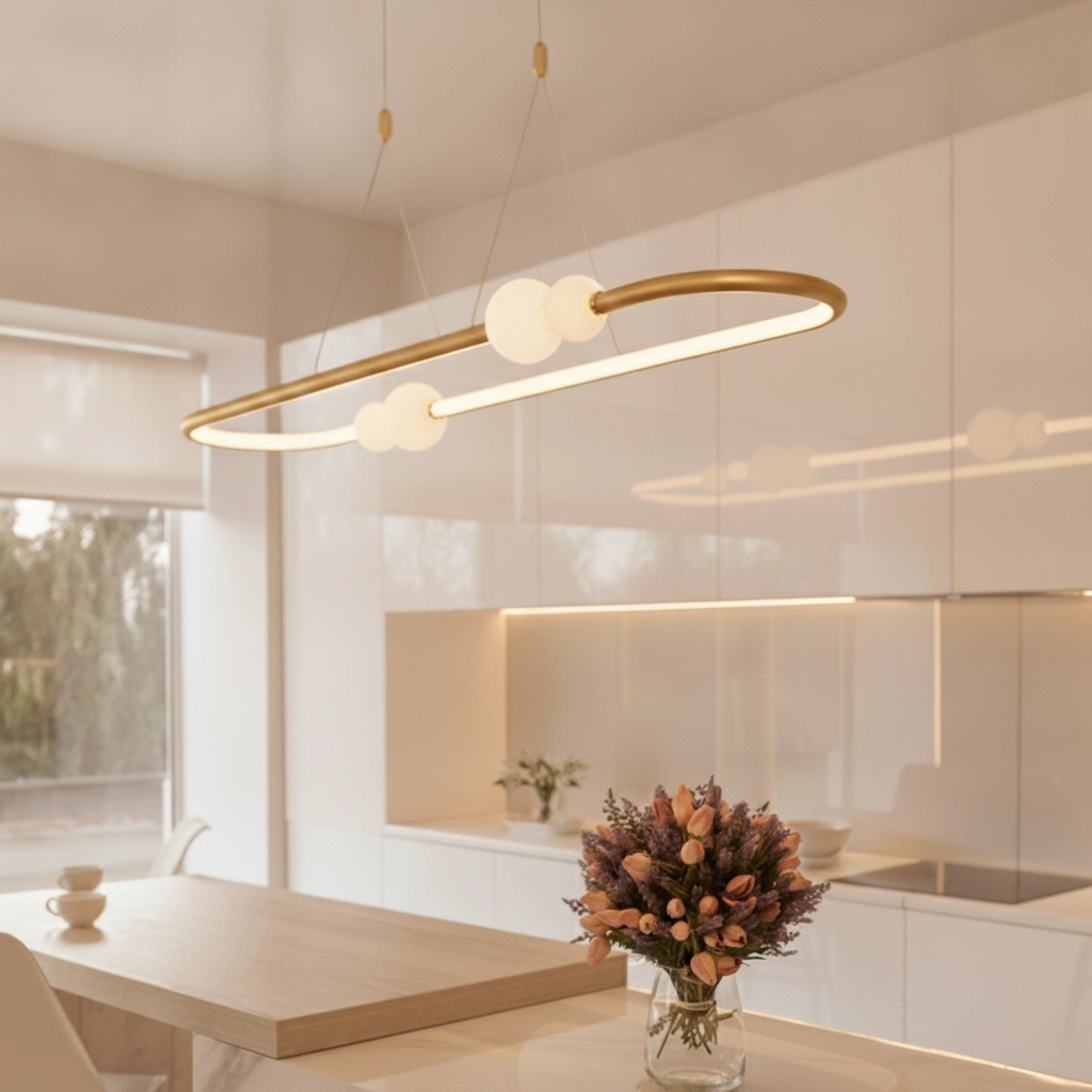 Pendant lamp Celia Gold with white oval