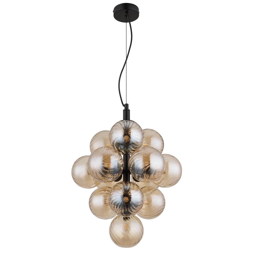 Black pendant lamp Conor with amber glass Globo 9007371509188