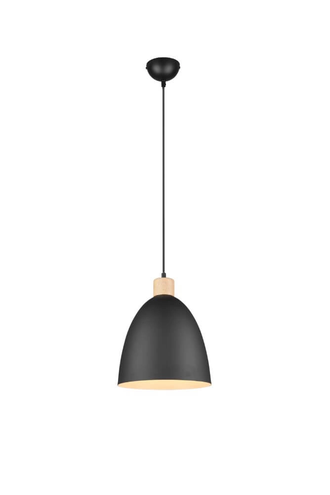 Hanging lamp Jagger black with wood brown