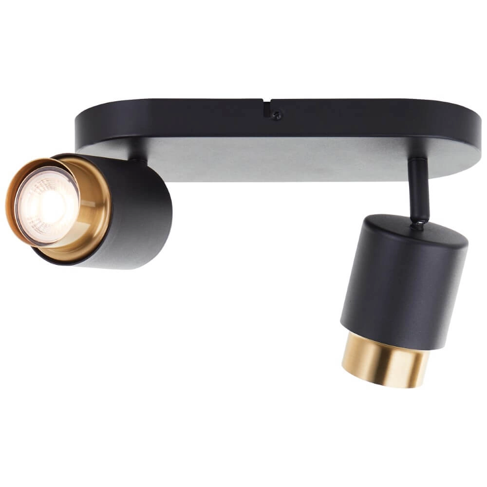 2-light surface-mounted spotlight Covelo black with gold Brilliant 4004353441356