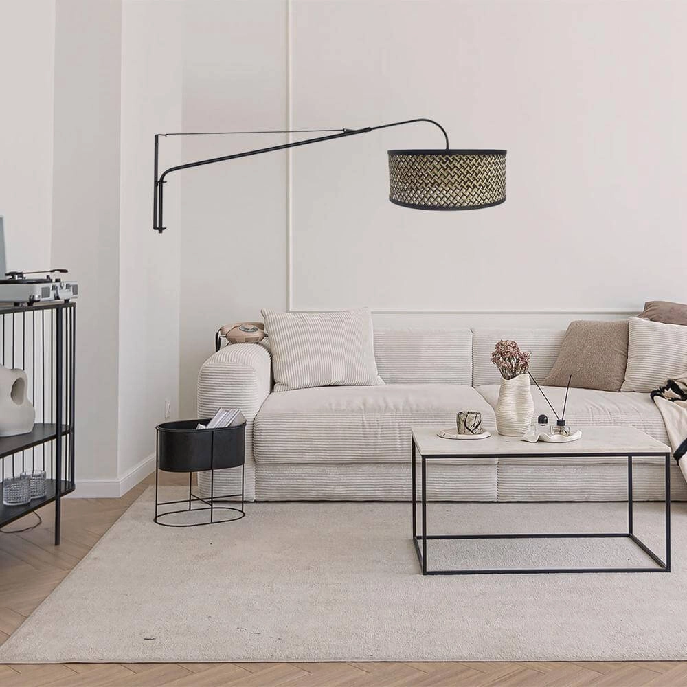 Wall lamp Elegant Classy black with bamboo Steinhauer 8712746171983