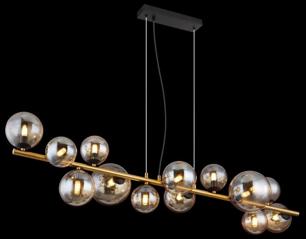 Golden pendant lamp Riha design with amber glass Globo 9007371448838