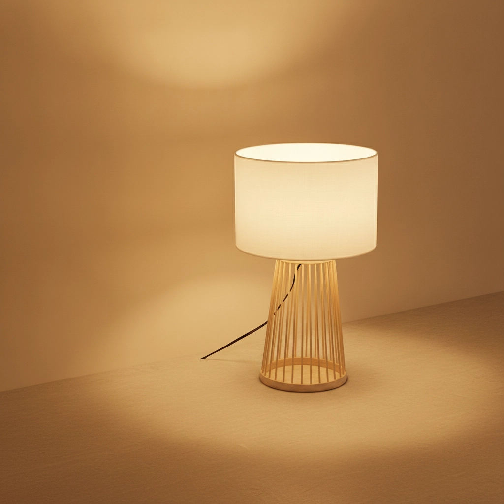 Table lamp Lois wood with white hood