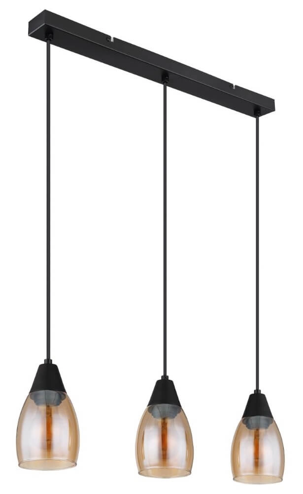 3-light pendant lamp Reid Amber glass Globo 9007371438730