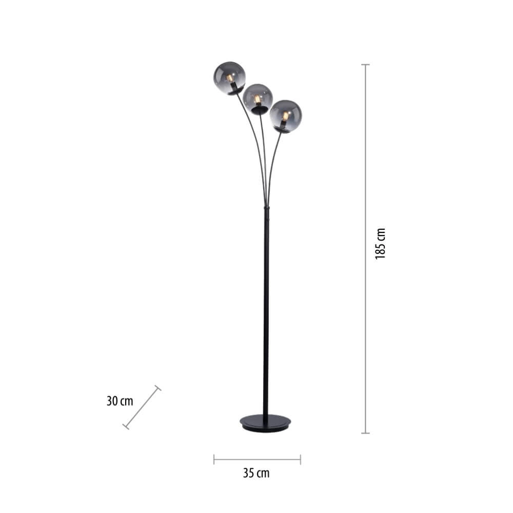 Black floor lamp Big Widow 3-light Just Light 4043689988388