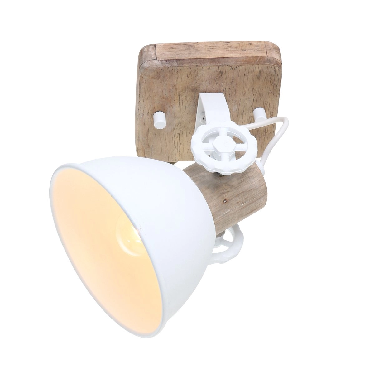 Retro wall lamp Gearwood white with wood brown Steinhauer 8712746122725