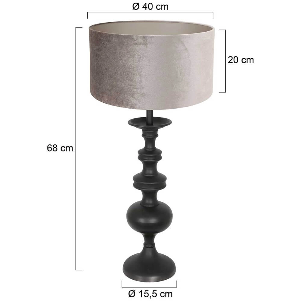 Classic table lamp Lyons C with taupe velvet hood Steinhauer 8712746166743
