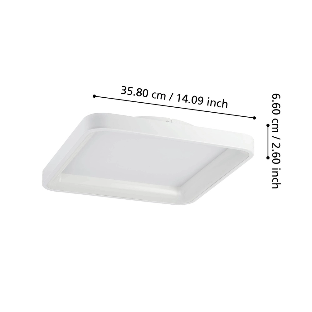 Sleek led ceiling light Loretello 35x35cm - white Eglo 9008606316427
