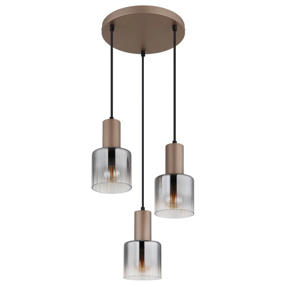 Pendant lamp Walton 3-light coffee brown Globo 9007371583188