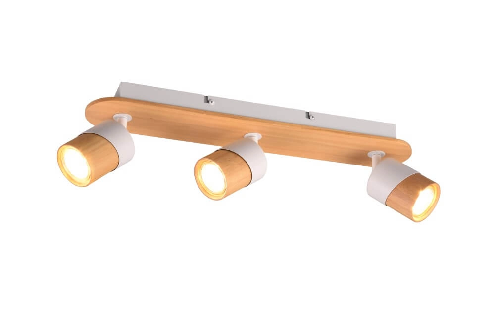 Ceiling lamp wood with white Aruni 3-light Trio 4017807565676