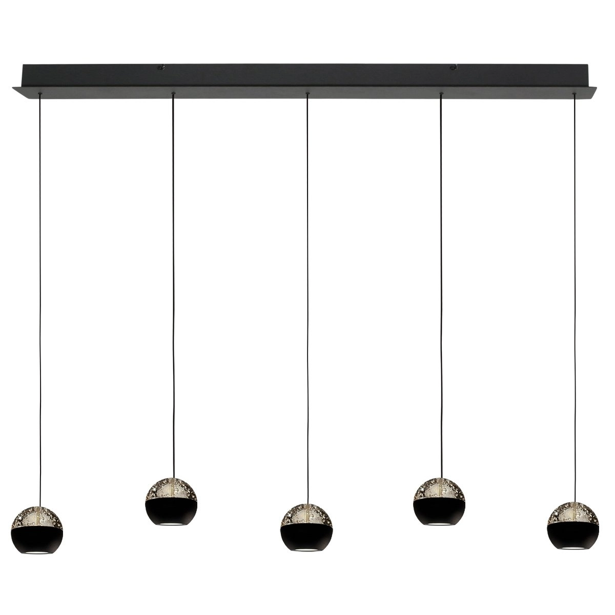 5-light dining table pendant lamp Belluno LED - Black with Glass Steinhauer 8712746183900