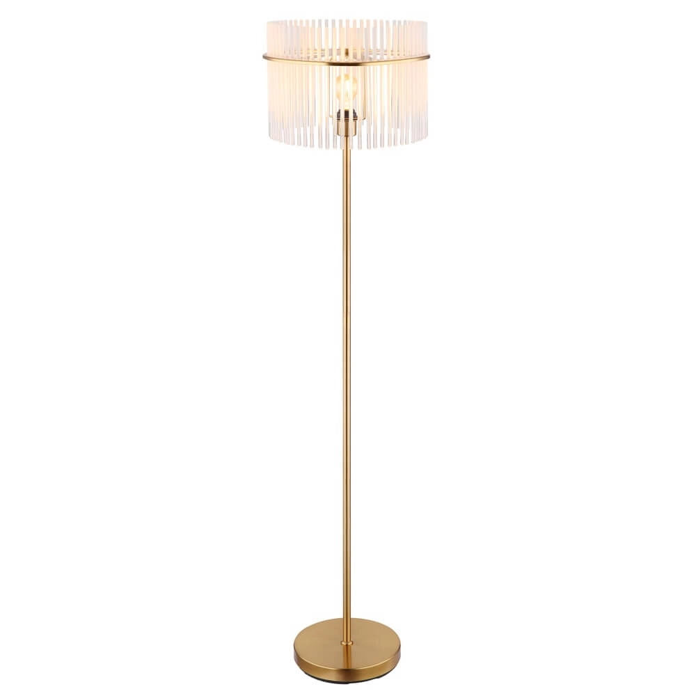 Golden floor lamp Gorley with glass Ø 38cm Globo 9007371446810