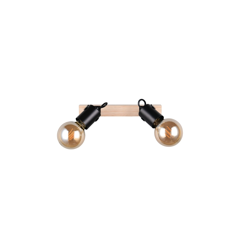 Double ceiling light Lynar black with wood Trio 4017807670721