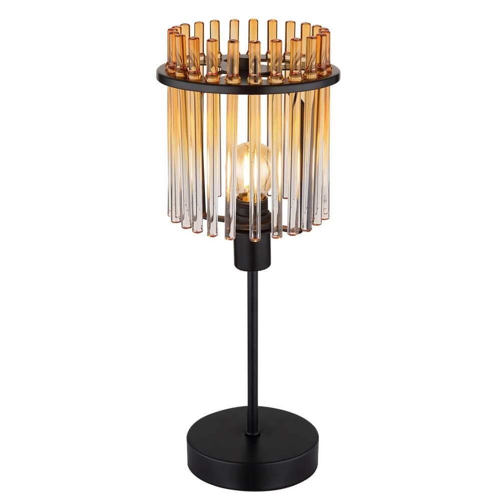 Black table lamp Gorley with amber glass Ø 15cm