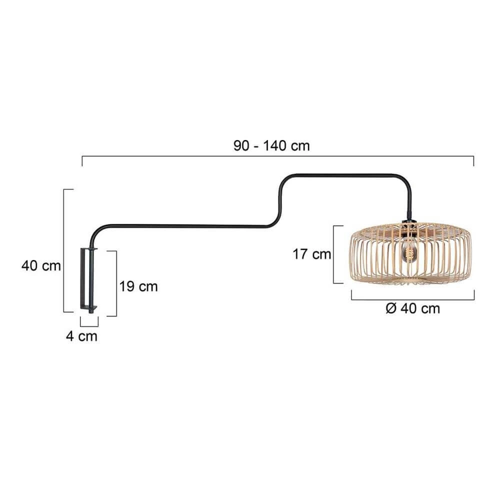 Wall lamp Bloeba black with bamboo Steinhauer 8712746176926
