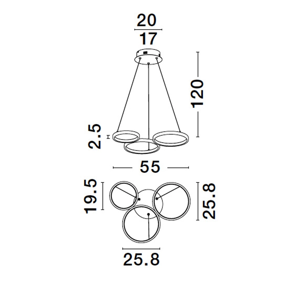 Modern pendant lamp Magnus gold 55cm Lyora 5212017433176