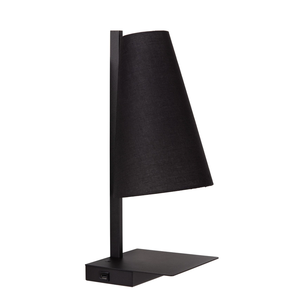 Design bedside lamp Gregory black with USB charging point