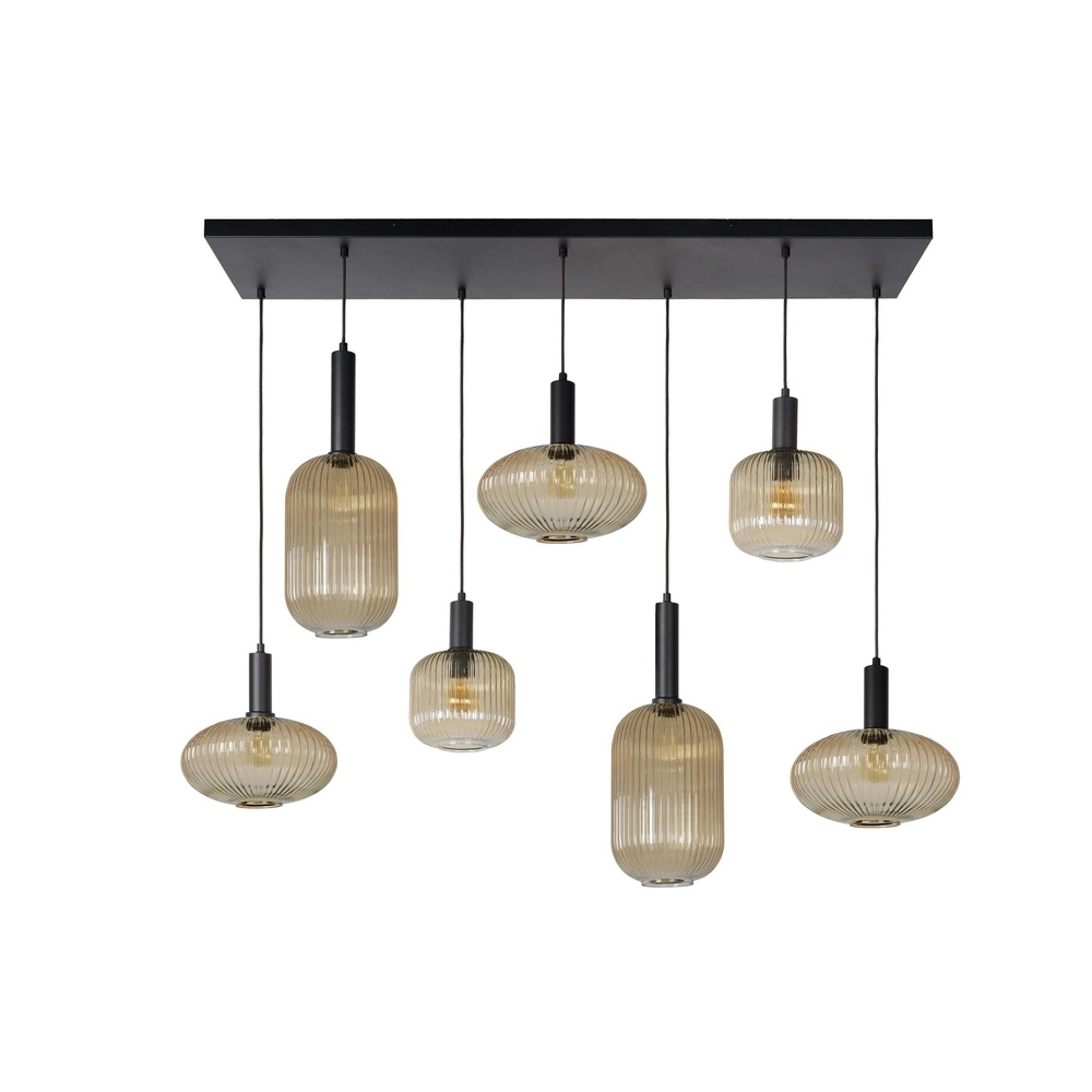 Pendant lamp Maloto 7-lights with amber glass