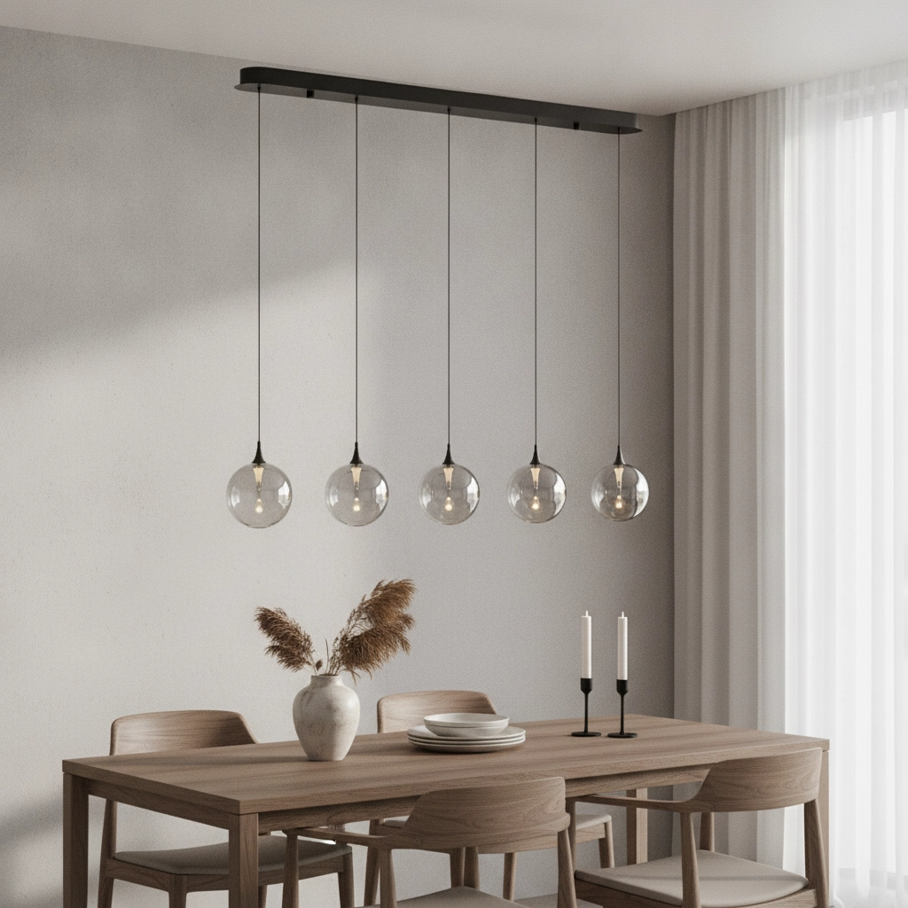 Pendant lamp Orenda straight 5-light smoke glass