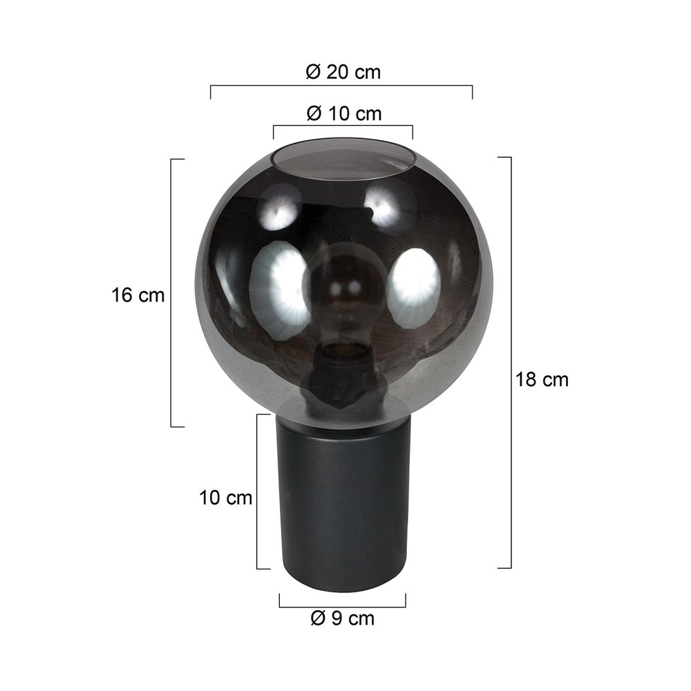 Table lamp Bloeba ball smoke glass Ø 20cm Steinhauer 8712746181159