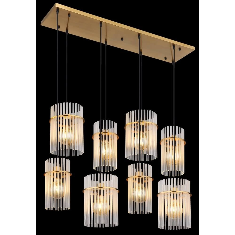 Golden pendant lamp Gorley with glass 8-lights Globo 9007371468959