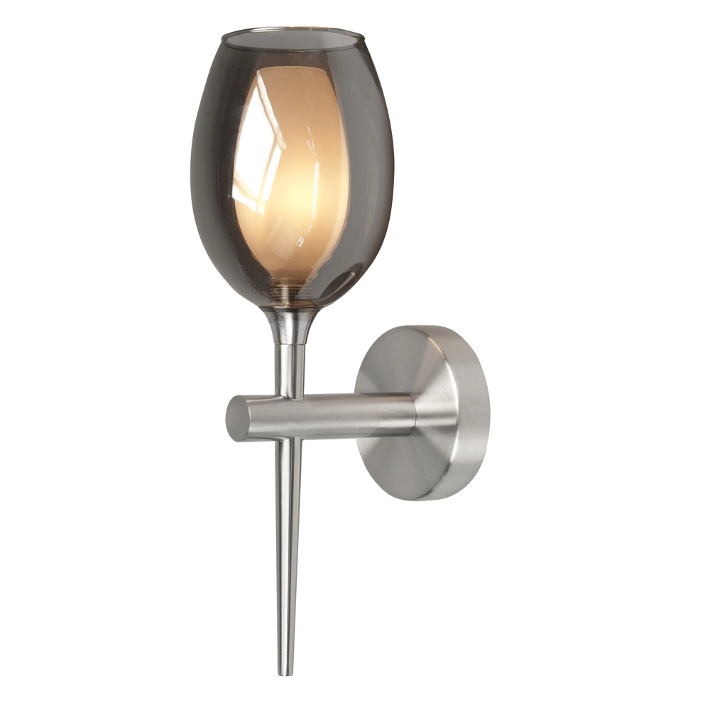 Wall lamp Belle nickel with smoke glass